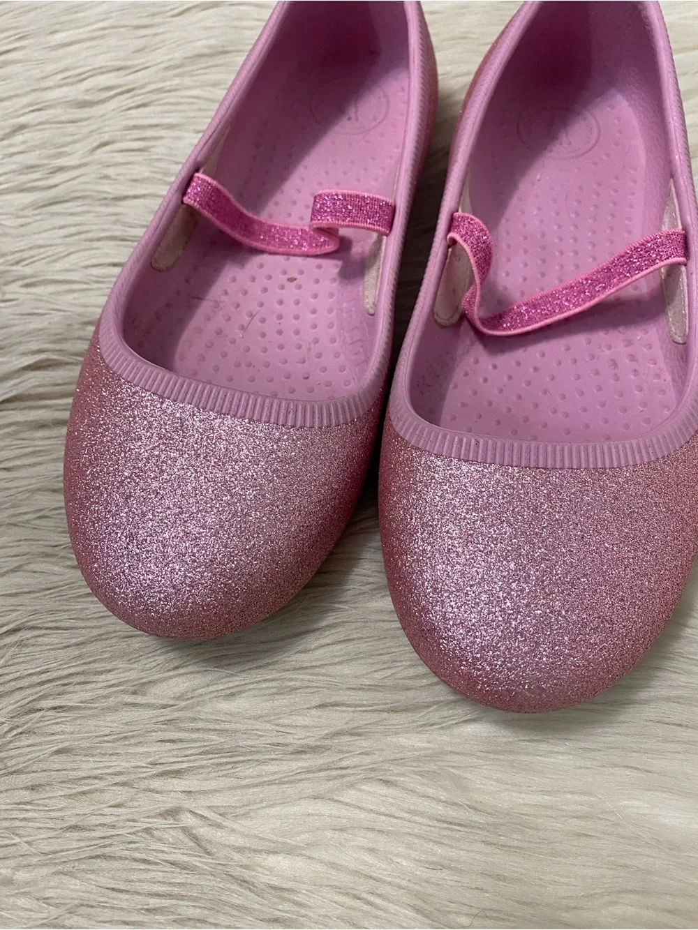 Native Margot Bling Pink Glitter Ballet Flats Slip On Sparkle Princess Girls J2
